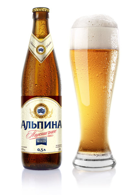 Пиво Альпина пшеничное светлое нефильтр. бут. 0,5л. Алк. 4,5%