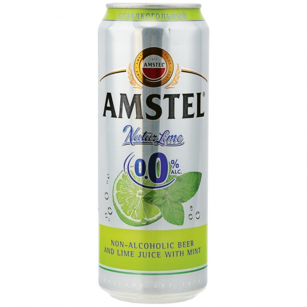 Пиво Амстел Лайм-Мята безалк. ж/б 0,43 л. Алк. 0,3% 