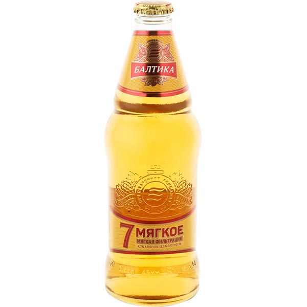 Пиво Балтика Мягкое Премиум №7 бут. 0,44 л. Алк. 4,7% 
